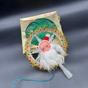 Vintage Christmas Santa Tree Topper Lighted Kitschy 1970s Taiwan Decoration